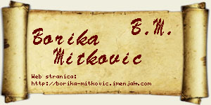 Borika Mitković vizit kartica
